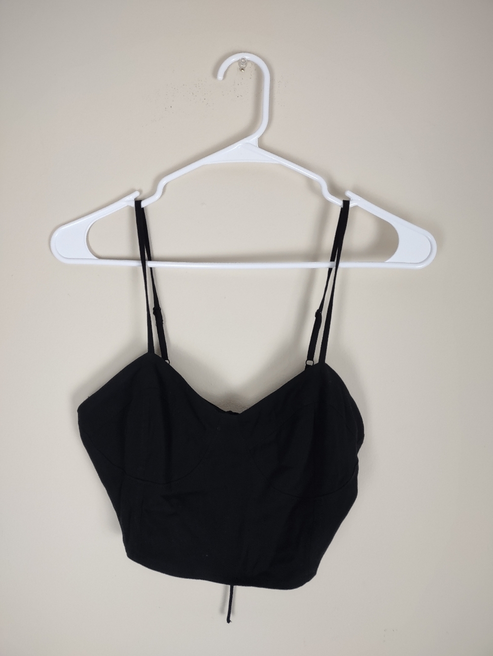 OAK + FORT Black Corset Style Tie-Back Crop Top Size Small
